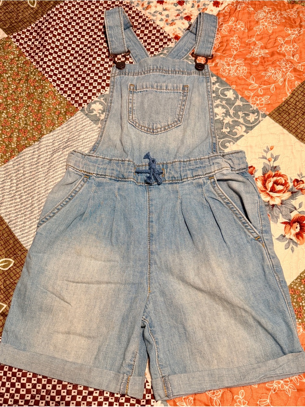 Girls - Cat & Jack Chambray Shortall Overalls Size 6/6X Lightweight Denim Romper